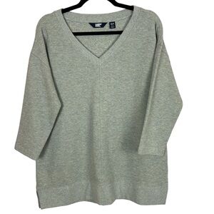 Lands End Gray V-Neck Sweater Size Medium